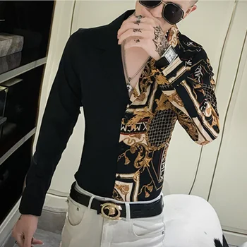 Black Gold Shirt 2019 Autumn Baroque Men Shirt Long Sleeve Patchwork Casual Shirt Men Slim Fit Print Party Club Shirt M-3XL
Black Gold Shirt 2019 Autumn Baroque Men Shirt Long Sleeve Patchwork Casual Shirt Men Slim Fit Print Party Club Shirt M-3XL