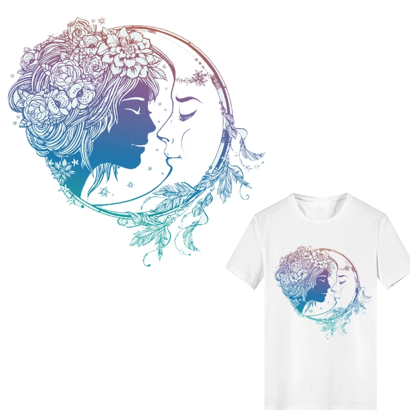 Iron on Transfer Flower Moon Girl Patches for Clothing DIY T-shirt Dress Applique Heat Transfer Vinyl Thermo Stickers on Clothes
Iron on Transfer Flower Moon Girl Patches for Clothing DIY T-shirt Dress Applique Heat Transfer Vinyl Thermo Stickers on Clothes