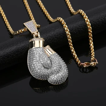 Bling Boxing Gloves Pendant Necklace & Pendant Charm Free Rope Chain Gold Color Iced Cubic Zircon Men's Hip hop Jewelry
Bling Boxing Gloves Pendant Necklace & Pendant Charm Free Rope Chain Gold Color Iced Cubic Zircon Men's Hip hop Jewelry