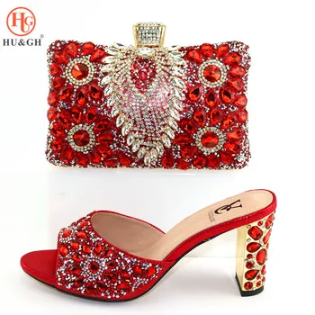 Red Color Italian Shoes Matching A Bag Lady Wedding High Heels Shoes Decorated with Rhinestone African Women Sandals and Bag Set 
Red Color Italian Shoes Matching A Bag Lady Wedding High Heels Shoes Decorated with Rhinestone African Women Sandals and Bag Set