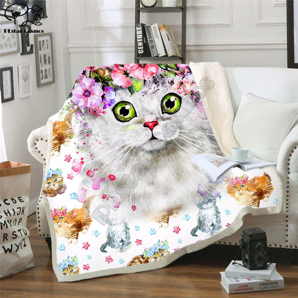 Флисовое одеяло с котом флисовое покрывало 3d принтом для взрослых дивана из
