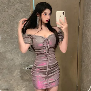 Real shot elegant fuchsia women's ultra-short dress 2019 new retro chic design nightclub sexy shiny package hip slim dress 
Real shot elegant fuchsia women's ultra-short dress 2019 new retro chic design nightclub sexy shiny package hip slim dress
