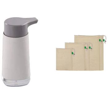 1x Plastic Dish Soap Dispenser, Versatile 10.5Oz & 5Pcs Cotton Mesh Produce Bags Reusable Drawstring 
1x Plastic Dish Soap Dispenser, Versatile 10.5Oz & 5Pcs Cotton Mesh Produce Bags Reusable Drawstring