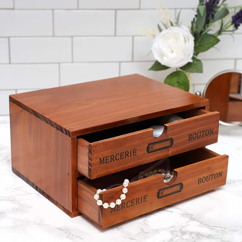 Small Wood Desktop Organizer Storage Box with Drawers, Desktop Storage French Design
Small Wood Desktop Organizer Storage Box with Drawers, Desktop Storage French Design