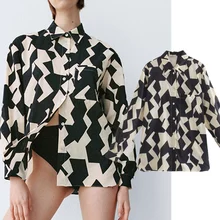 Dave&Di England High Street Vintage Geometric Printing Casual Blouse Women Personality Blusas Shirt Blouse And Top Autumn
Dave&Di England High Street Vintage Geometric Printing Casual Blouse Women Personality Blusas Shirt Blouse And Top Autumn