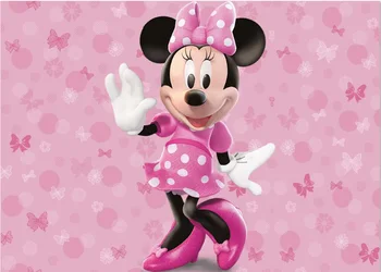 

7x5FT Pink Cute Minnie Mouse White Spots Party Siluette Custom Photo Backdrop Background Vinyl 220cm X 150cm