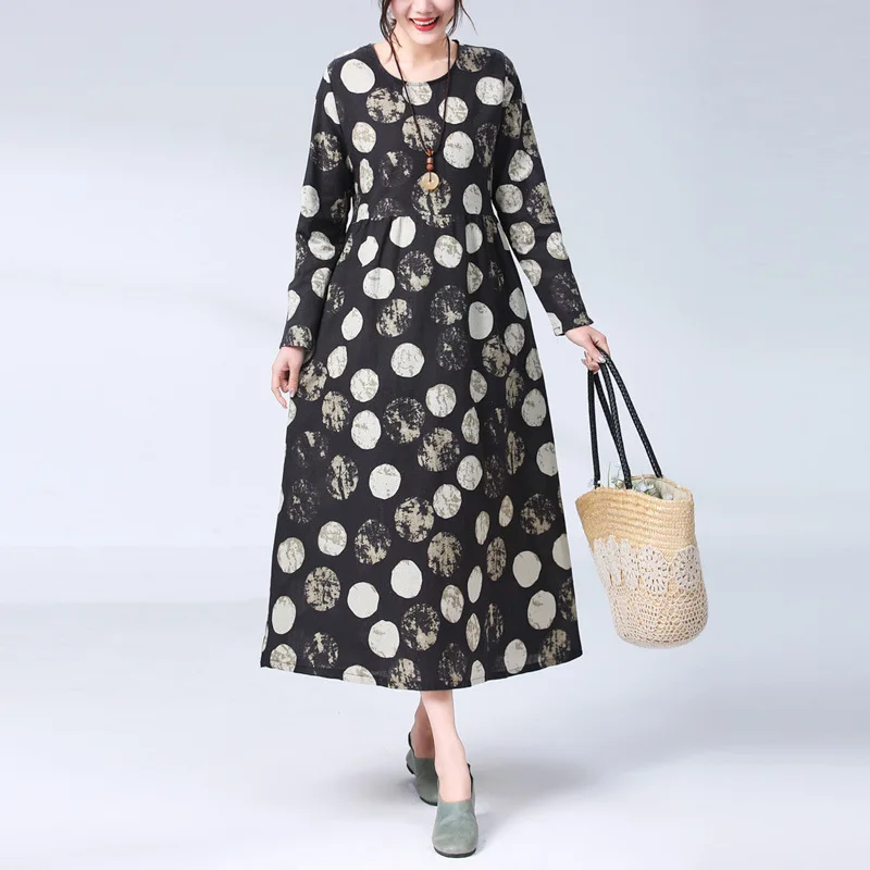 2019 Spring New Style Cotton Linen Printed Waist Hugging Retro National Wind Loose-Fit Slimming Large Size Long Dress WOMEN'S Dr
2019 Spring New Style Cotton Linen Printed Waist Hugging Retro National Wind Loose-Fit Slimming Large Size Long Dress WOMEN'S Dr