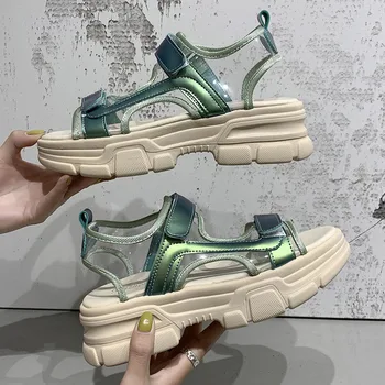 2020 Women Chunky Platform Sandals Summer PVC Jelly Shoes Designers Green Beach Sandal Fashion Woman Hook Loop Casual Shoes 5cm
2020 Women Chunky Platform Sandals Summer PVC Jelly Shoes Designers Green Beach Sandal Fashion Woman Hook Loop Casual Shoes 5cm