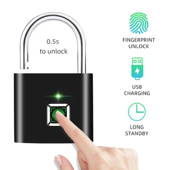 Thumbprint Door Padlocks Rechargeable Door Lock Fingerprint Smart Padlock Quick Unlock Keyless USB
Thumbprint Door Padlocks Rechargeable Door Lock Fingerprint Smart Padlock Quick Unlock Keyless USB