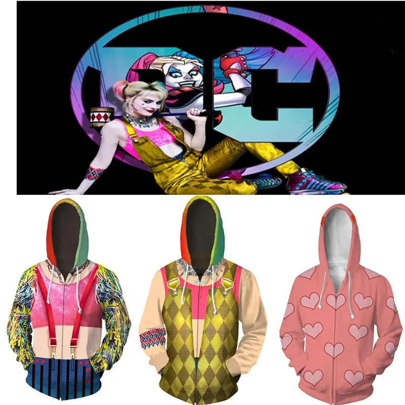 3D Print Harley Quinn Birds of Prey Sweatshirts Hoodie Jackets Cosplay Costume Movie Hoodie Coats Men Women New Top
3D Print Harley Quinn Birds of Prey Sweatshirts Hoodie Jackets Cosplay Costume Movie Hoodie Coats Men Women New Top