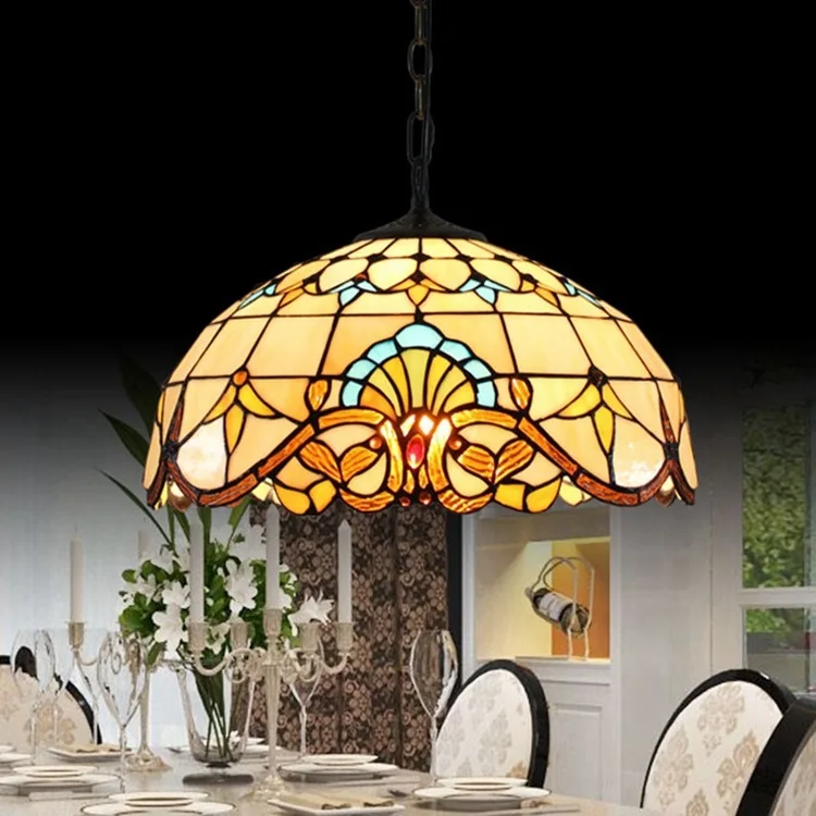 

Dining-room of Europe type complex guti tiffany stained glass baroque art chandelier 16-inch 40 cm glass lamp