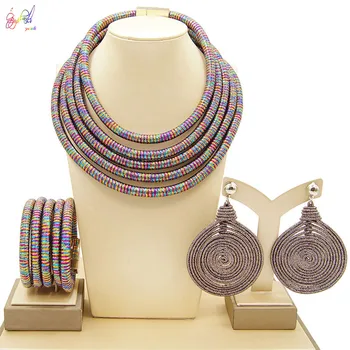 Yulaili Multi-layer Woven Charm Choker Necklace Earrings Bracelet Bridal Wedding African Jewelry Set for Women Free Shipping 
Yulaili Multi-layer Woven Charm Choker Necklace Earrings Bracelet Bridal Wedding African Jewelry Set for Women Free Shipping