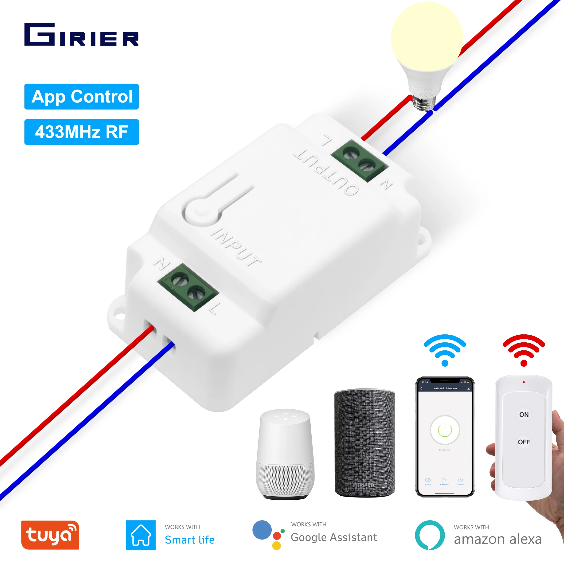 Wifi RF Smart DIY Light Switch Tuya Smart Life App Voice Timing Remote Control Smart Home Automation Module Wokrs With Alexa
Wifi RF Smart DIY Light Switch Tuya Smart Life App Voice Timing Remote Control Smart Home Automation Module Wokrs With Alexa