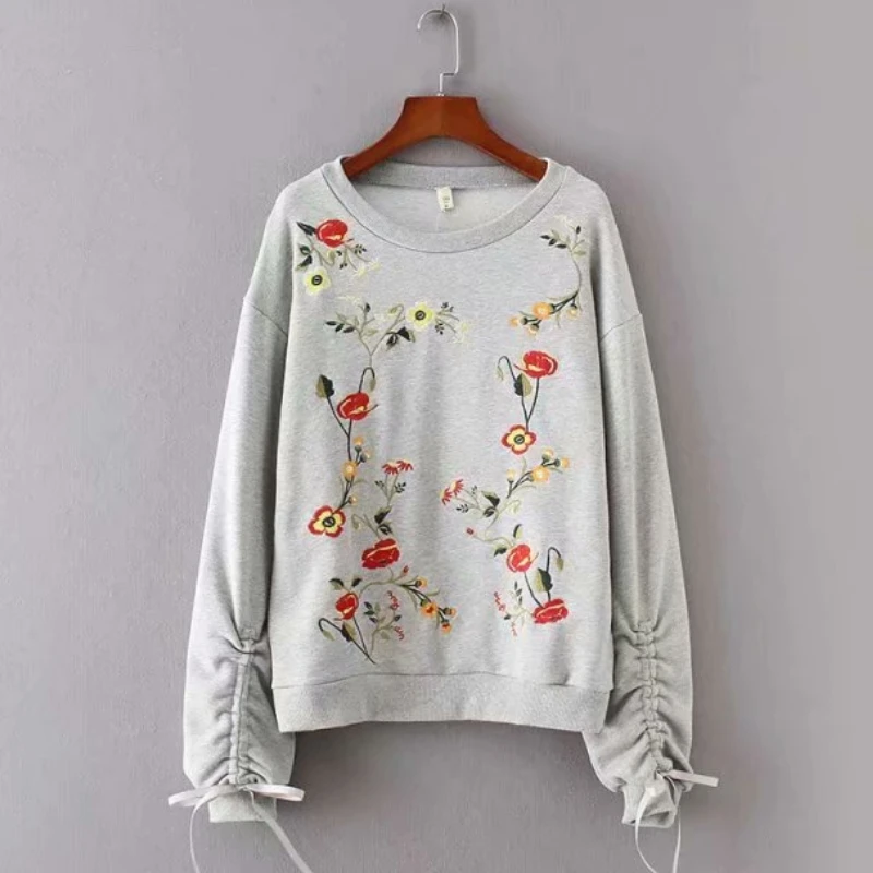 Fashion Women Flower Embroidery knitting Pullovers Leisure Ladies Drawstring Long sleeve Smock 2019 Autumn Loose tops SW607
Fashion Women Flower Embroidery knitting Pullovers Leisure Ladies Drawstring Long sleeve Smock 2019 Autumn Loose tops SW607