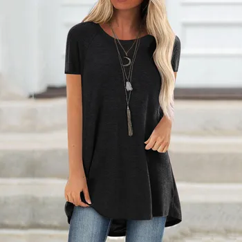 Women Tshirt Top Fashion Solid Casual Summer Loose Plus Size Round Neck Short Sleeved Long Beach Work Ladies T-shirt Blouse #45
Women Tshirt Top Fashion Solid Casual Summer Loose Plus Size Round Neck Short Sleeved Long Beach Work Ladies T-shirt Blouse #45