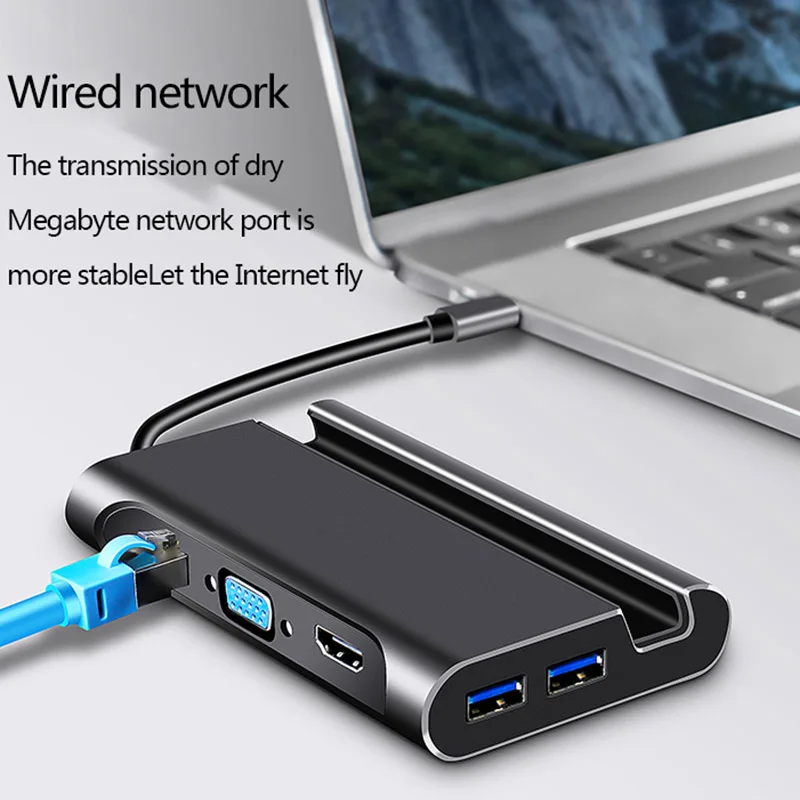 Док Станция hdmi USB 3 0 HDMI VGA RJ45 PD Hub для ноутбука Macbook Pro HP Surface DELL Lenovo Samsung dex|Адаптеры