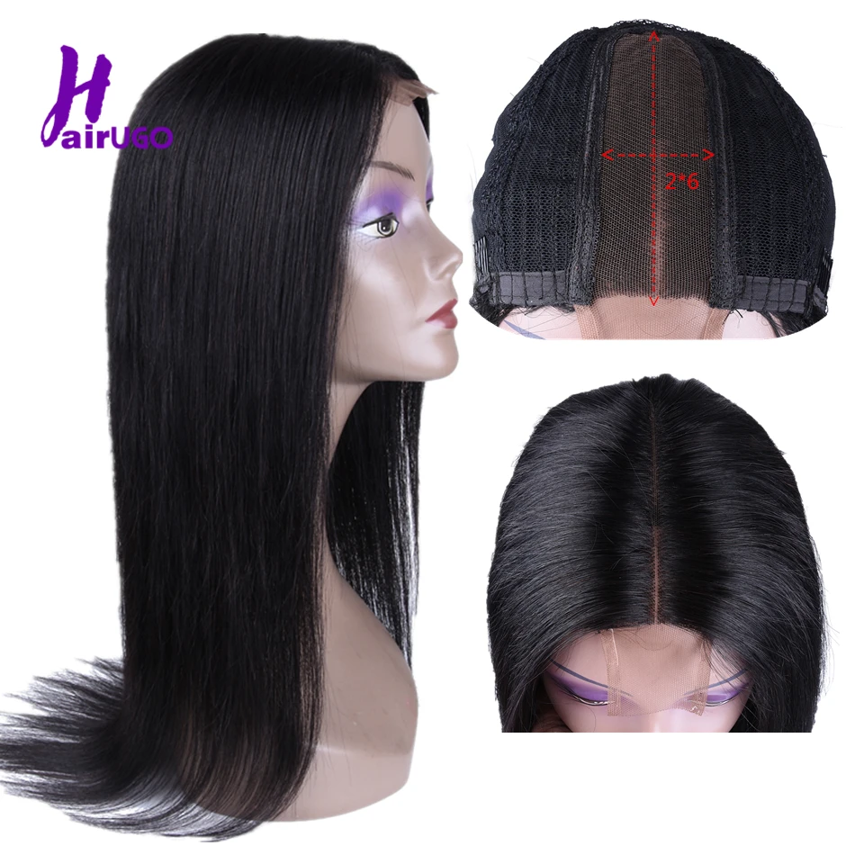 HairUGo малазийские прямые 2*6 парик с кружевной частью предварительно выщипывается