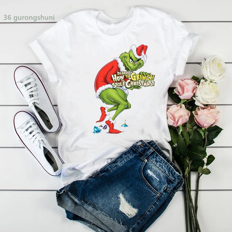 Christmas grinch graphic print t-shirt women harajuku aesthetic Funny Plus Size shirt Tee Short Sleeve White tops female t shirt 
Christmas grinch graphic print t-shirt women harajuku aesthetic Funny Plus Size shirt Tee Short Sleeve White tops female t shirt
