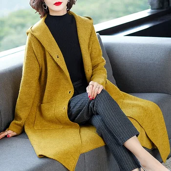 Long-sleeved Loose Cardigan Fashion Sweater Coat Long Casual Elegant Hooded Cardigan Sweater Autumn Winter Thick Women's Sweater
Long-sleeved Loose Cardigan Fashion Sweater Coat Long Casual Elegant Hooded Cardigan Sweater Autumn Winter Thick Women's Sweater