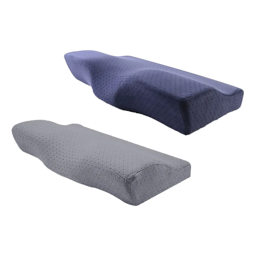 2Pcs Velvet Cover Memory Foam Neck Pillow Sleep Rest Relief Bed Pillow for Home Office Travel 2Pcs Velvet Cover Memory Foam Neck Pillow Sleep Rest Relief Bed Pillow for Home Office Travel