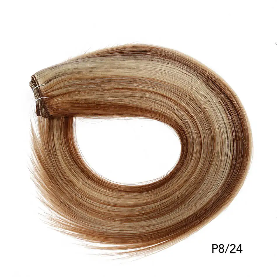 Женские прямые искусственные светлые человеческие волосы для наращивания 100|canned