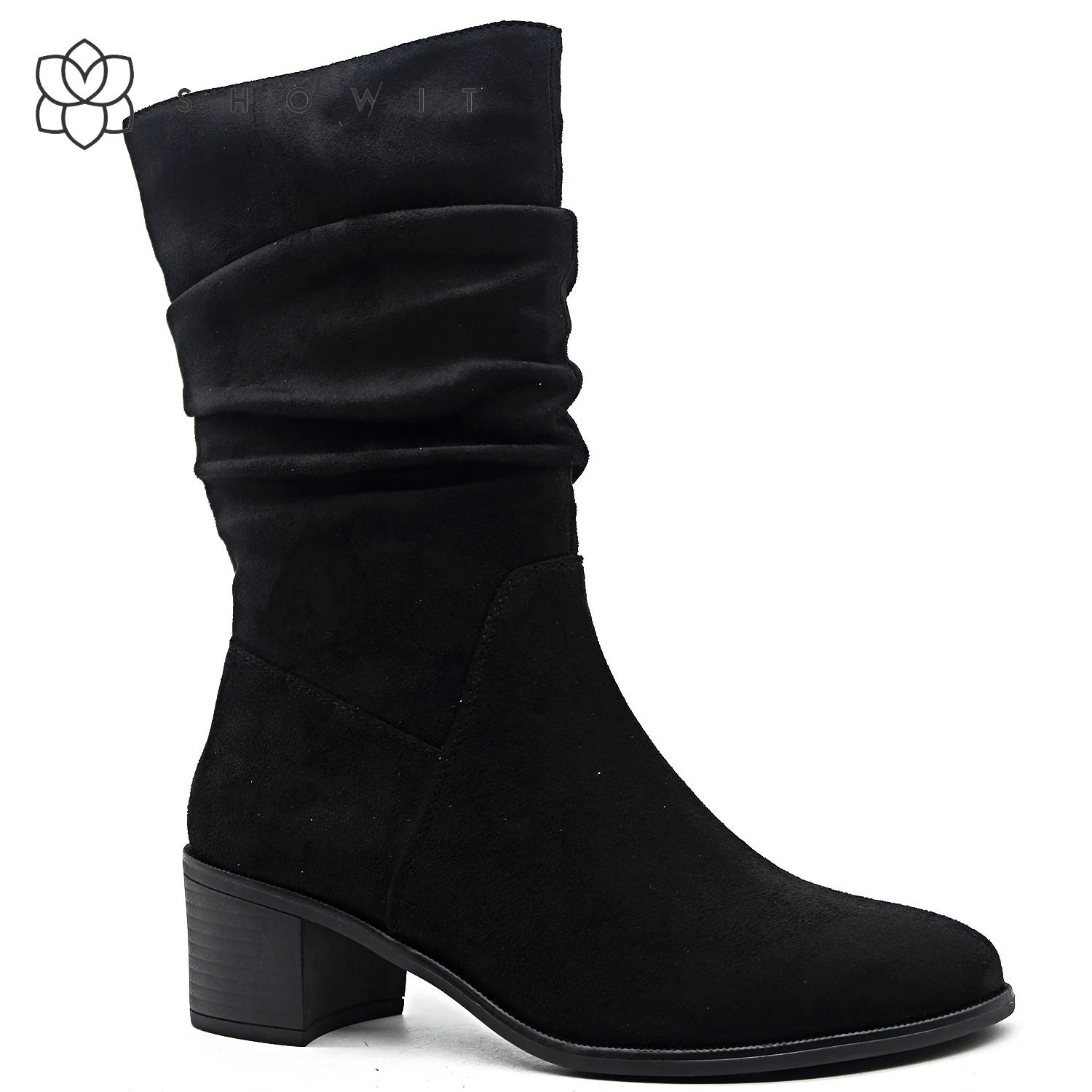 Autumn mid-calf boots Fashion Black Pleated style Women's boots Middle hoof heel footwear With Round Toe Fall zipper lady shoes
Autumn mid-calf boots Fashion Black Pleated style Women's boots Middle hoof heel footwear With Round Toe Fall zipper lady shoes