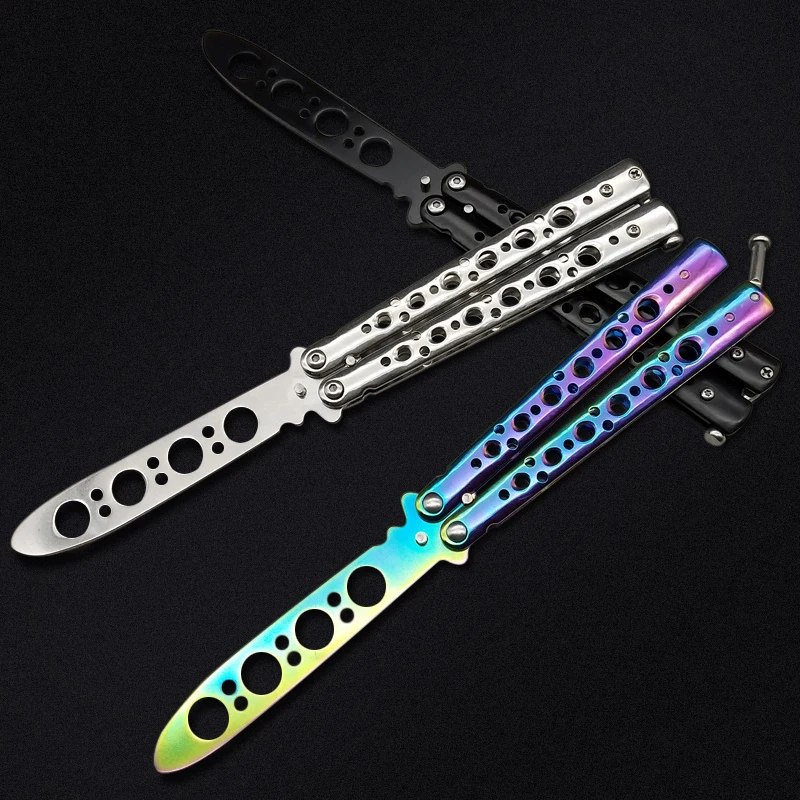 Colorful Stainless Steel Knife Butterfly Training Practise Knife Outdoor Knife Competition Knife Tool No Blade Practice Knife
Colorful Stainless Steel Knife Butterfly Training Practise Knife Outdoor Knife Competition Knife Tool No Blade Practice Knife
