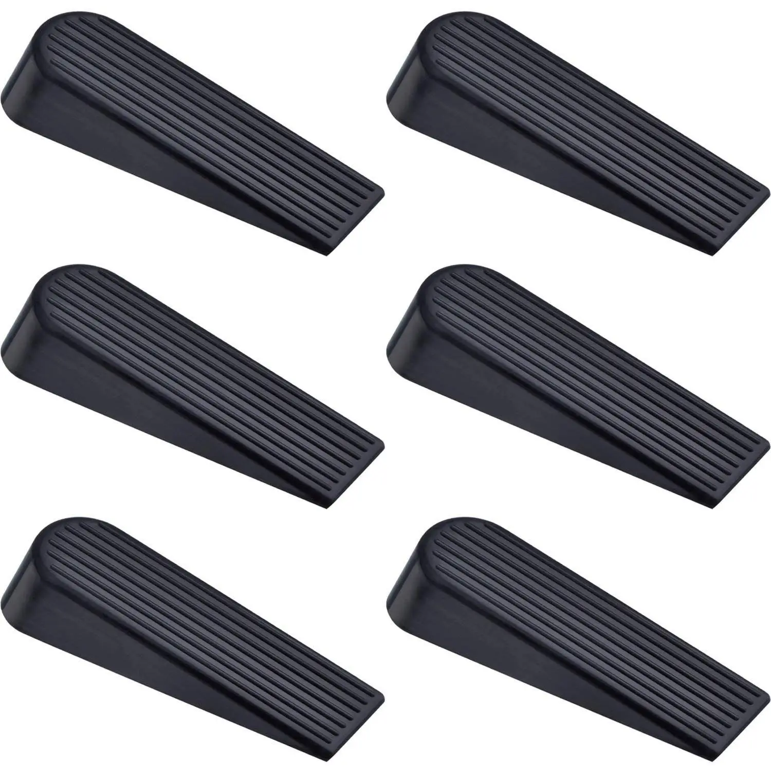 

6 Pack Door Stop Wedges Black Rubber Door Stoppers for Home and Office