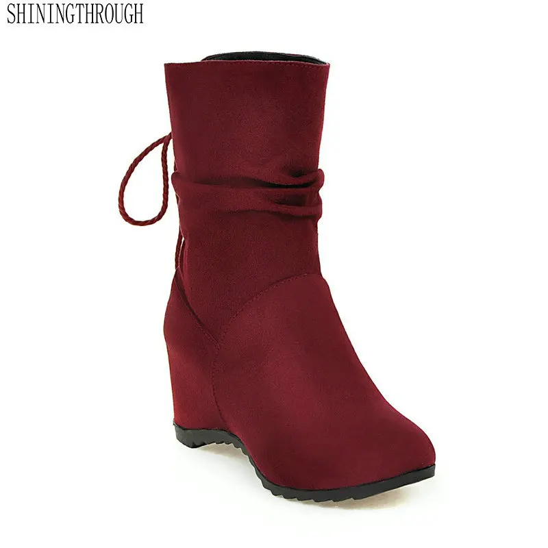 2020 Women Fashion Ankle Boots Flock Cross-tied Black Round Toe Wedges High Heel Women Women Boots Large Size 34-43 
2020 Women Fashion Ankle Boots Flock Cross-tied Black Round Toe Wedges High Heel Women Women Boots Large Size 34-43