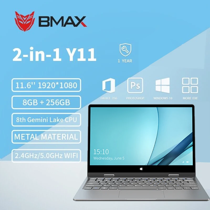 Ноутбук BMAX Y11 11 6 дюйма четырехъядерный процессор Intel N4120 1920*1080 IPS сенсорный экран 8