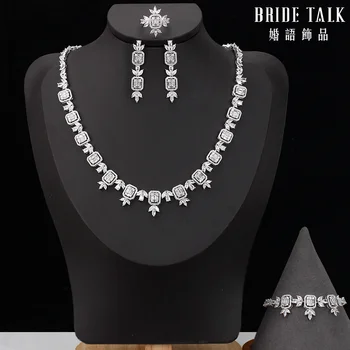 BrideTalk Luxury wedding Cubic Zirconia tassel necklace ,drop earrings ,bracelet and ring 4pcs dubai full jewelry sets for Women 
BrideTalk Luxury wedding Cubic Zirconia tassel necklace ,drop earrings ,bracelet and ring 4pcs dubai full jewelry sets for Women