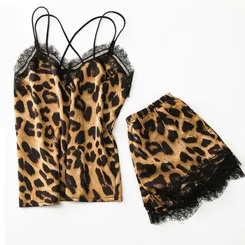 Fashion Girls Cute Lace Leopard Print V-Neck Sleeveless Underwear Shorts Pajama Set Two Piece Set
Fashion Girls Cute Lace Leopard Print V-Neck Sleeveless Underwear Shorts Pajama Set Two Piece Set