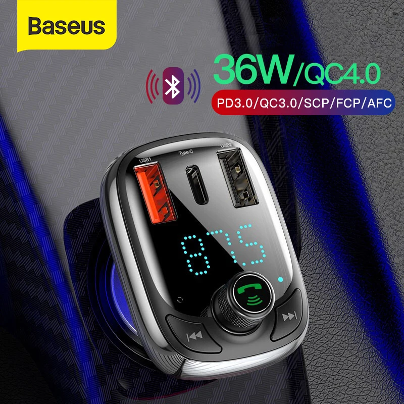 Baseus Quick Charge 4.0 Car Charger with FM Transmitter Bluetooth Handsfree FM Modulator PD 3.0 Fast USB Car Charger For iPhone
Baseus Quick Charge 4.0 Car Charger with FM Transmitter Bluetooth Handsfree FM Modulator PD 3.0 Fast USB Car Charger For iPhone
