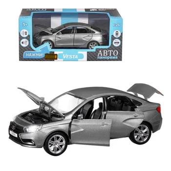 

Car metal "Lada Vesta sedan", 1: 24, color gray, doors open, hood and trunk, light and sound effects