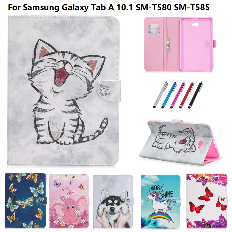 Умный чехол для планшета Samsung Galaxy tab a a6 10 1 T580 T585 Kawaii Cat Tab A6 2016 SM-T580 девочек |