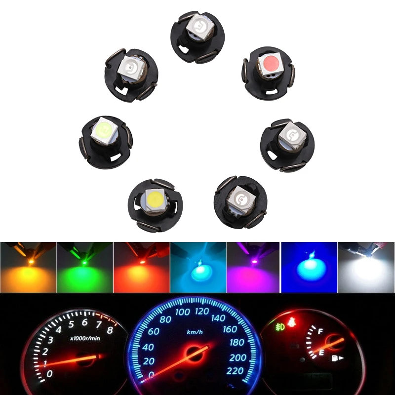 

4PCS T3 T4.2 T4.7 1210/5050 1SMD LED Bulbs Car Instrument Lamp Dashboard Warning Indicator Wedge Light 12V White Red Yellow Blue