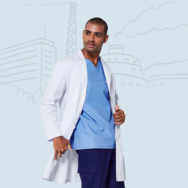 Lab Coats размера плюс медицинский Халат рабочая одежда для больниц Униформа длинный