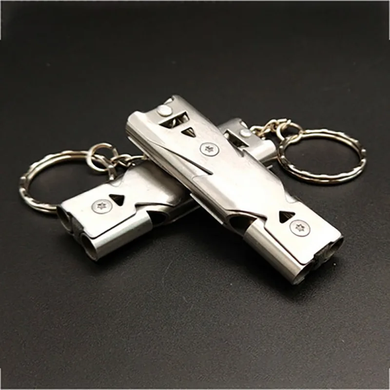 Stainless Steel High-frequency Emergency Survival Whistle Keychain 150 DB SOS Double Tube EDC Whistle For Camping Hiking Tools
Stainless Steel High-frequency Emergency Survival Whistle Keychain 150 DB SOS Double Tube EDC Whistle For Camping Hiking Tools