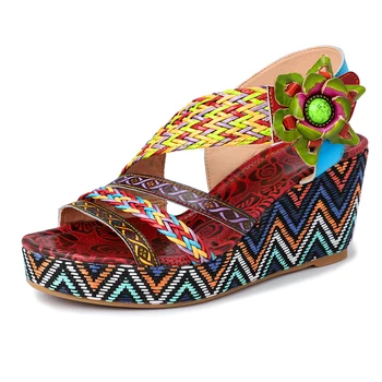 Iliyah Bohemian Casual Shoes Soft Genuine Leather Floral Wedges Heel Adjustable Hook Loop braid Sandals beach Shoes New Summer
Iliyah Bohemian Casual Shoes Soft Genuine Leather Floral Wedges Heel Adjustable Hook Loop braid Sandals beach Shoes New Summer
