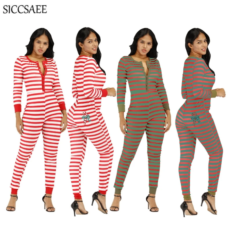 Cartoon Striped Printed Bandage Jumpsuits Long Pants Christmas Eve Sexy Casual Bodycon Bodysuit Body Feminino Plus Size Clothing
Cartoon Striped Printed Bandage Jumpsuits Long Pants Christmas Eve Sexy Casual Bodycon Bodysuit Body Feminino Plus Size Clothing