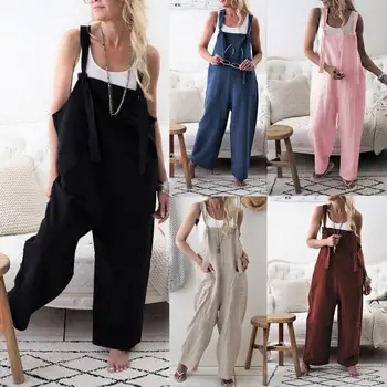 Casual Women Solid Color Multi Pockets Knot Tie Wide Leg Loose Overalls Jumpsuit Women Girls Loose Trousers Ladies Pants Casual
Casual Women Solid Color Multi Pockets Knot Tie Wide Leg Loose Overalls Jumpsuit Women Girls Loose Trousers Ladies Pants Casual