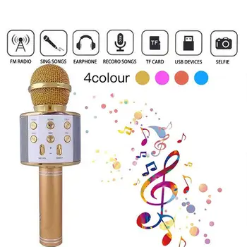 

Q7 Bluetooth Wireless Microphone Handheld Karaoke Mic USB Mini Home KTV For Music Playing Singing Speaker Player