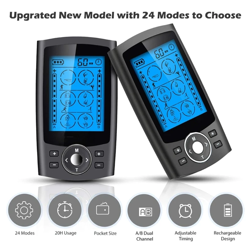 Dual Channel 24 Modes Muscle Stimulator for Pain Relief Therapy Portable Electronic Pulse Massager
Dual Channel 24 Modes Muscle Stimulator for Pain Relief Therapy Portable Electronic Pulse Massager