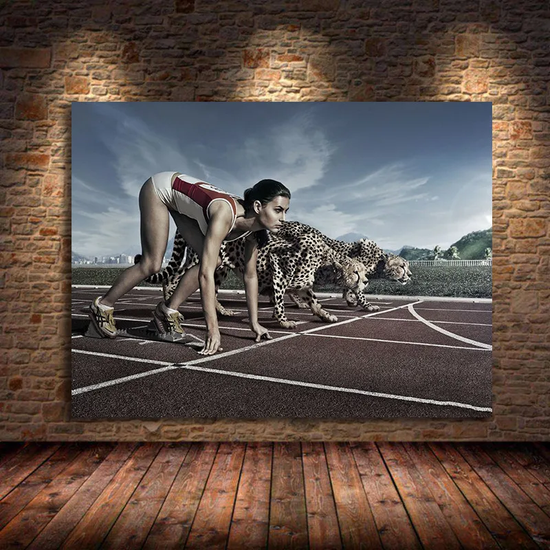 Girl Athlete Race With Cheetah Wall Painting On Canvas Posters And Prints Animal Running Art Picture For Living Room Decoration
Girl Athlete Race With Cheetah Wall Painting On Canvas Posters And Prints Animal Running Art Picture For Living Room Decoration