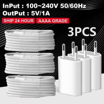 AAAA++++ 5V/1A US/EU/UK Plug USB-c Cable Travel Wall to Lightning Cable Charger Adapter For iPhone 8 X XR XS Max Charger 1/3Pcs
AAAA++++ 5V/1A US/EU/UK Plug USB-c Cable Travel Wall to Lightning Cable Charger Adapter For iPhone 8 X XR XS Max Charger 1/3Pcs
