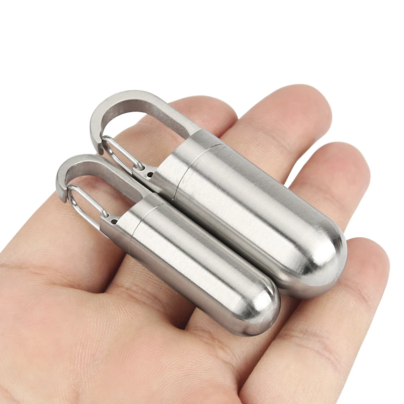 Stainless Steel Seal Bottle Canister Medicine Capsule EDC Keyring Accessories Outdoor Camping Small Tool | Спорт и развлечения