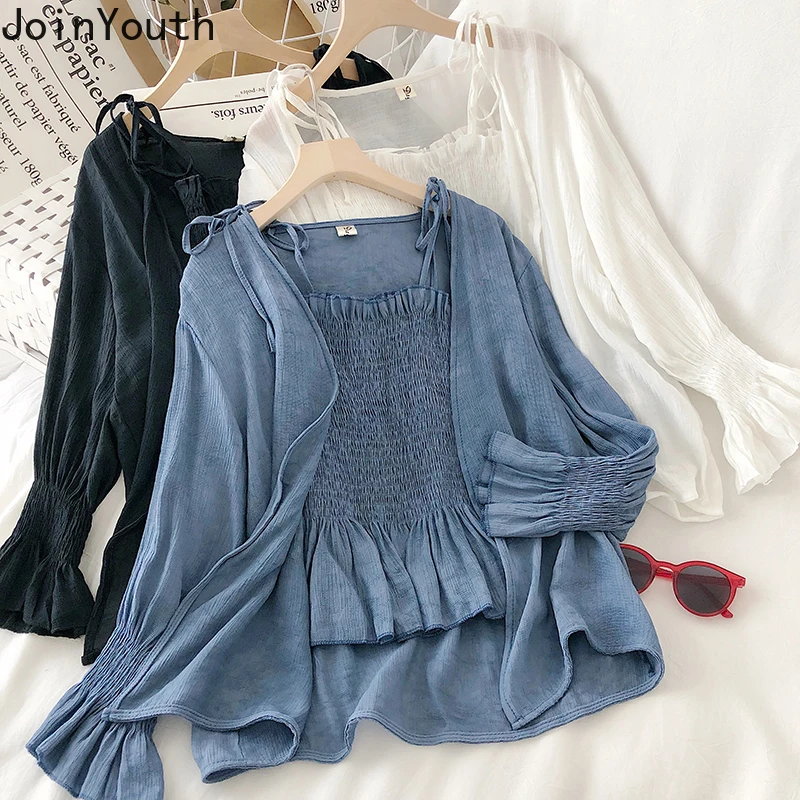 Joinyouth Korean Two Pieces Suits Pleated Slim Bow Tie Sling Vest + Causal Flare Long Sleeve Sunscreen Cardigan Women Sets 58954
Joinyouth Korean Two Pieces Suits Pleated Slim Bow Tie Sling Vest + Causal Flare Long Sleeve Sunscreen Cardigan Women Sets 58954