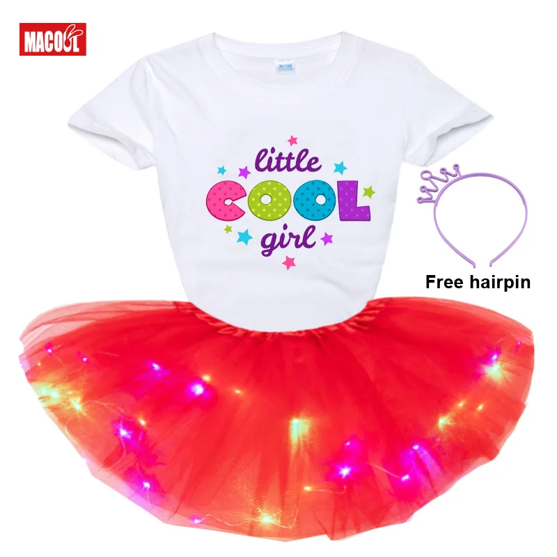 

Summer Tutu Dress Kids Girl Clothes 24M-8Yrs Colorful Mini Pettiskirt Girls Party Dance Neon LED Tutu Skirt Children Clothing