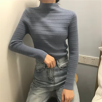 Women Elegant New Style Fashion Design Sweater Jumper Tops Autumn Turtleneck Long Sleeve Elegant Temperament Charming