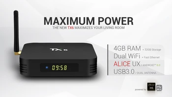 TX6 Android 9.0 Box 4G/32G Dual WiFi 2.4G/5G 4K BlueTooth Free Ship From France Spain Only Android Box no channels included
TX6 Android 9.0 Box 4G/32G Dual WiFi 2.4G/5G 4K BlueTooth Free Ship From France Spain Only Android Box no channels included